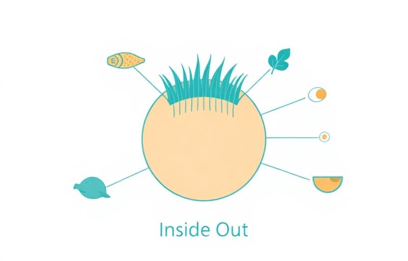 Infographic showing how foods for hair growth support follicle health from inside the body