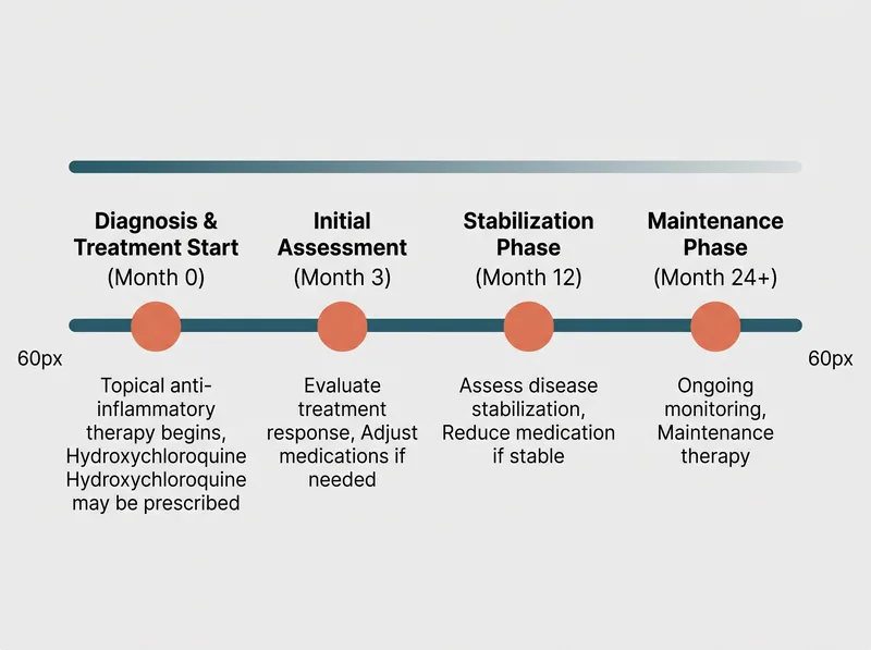 Timeline infographic showing the typical progression of FFA treatment from diagnosis through maintenance phase