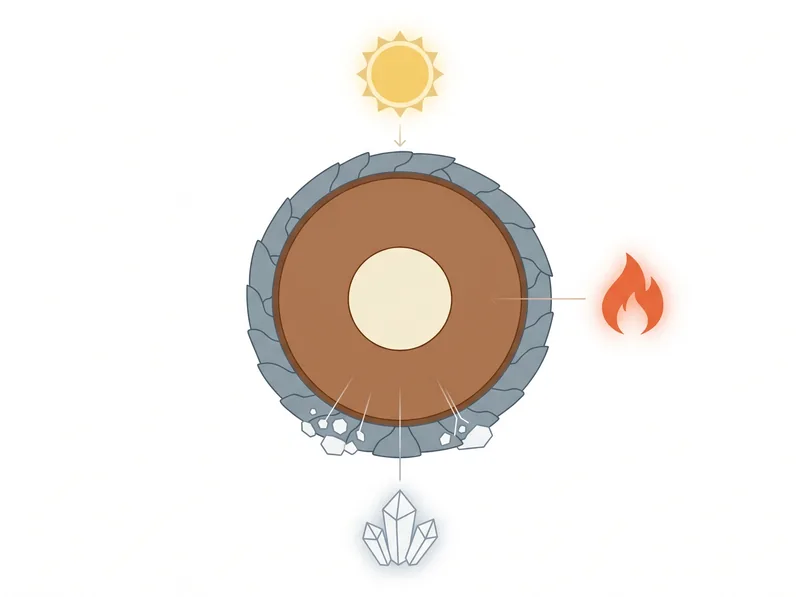Diagram showing where different environmental stressors damage specific hair layers: UV on cuticle, heat on cortex, minerals on cuticle and cortex