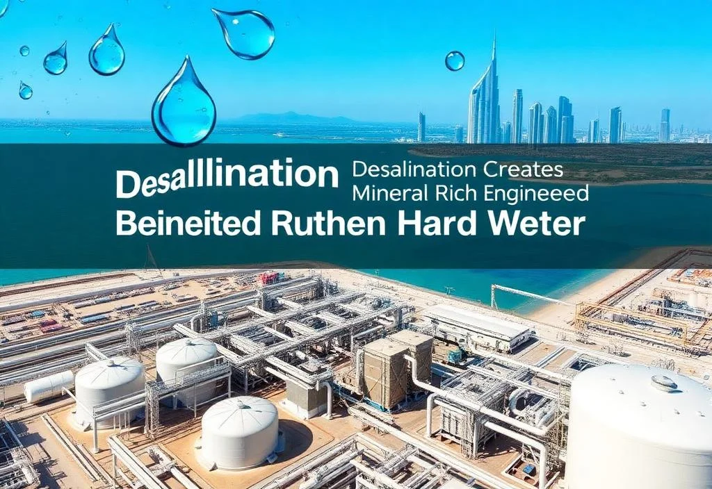 Modern desalination plant with water processing facilities